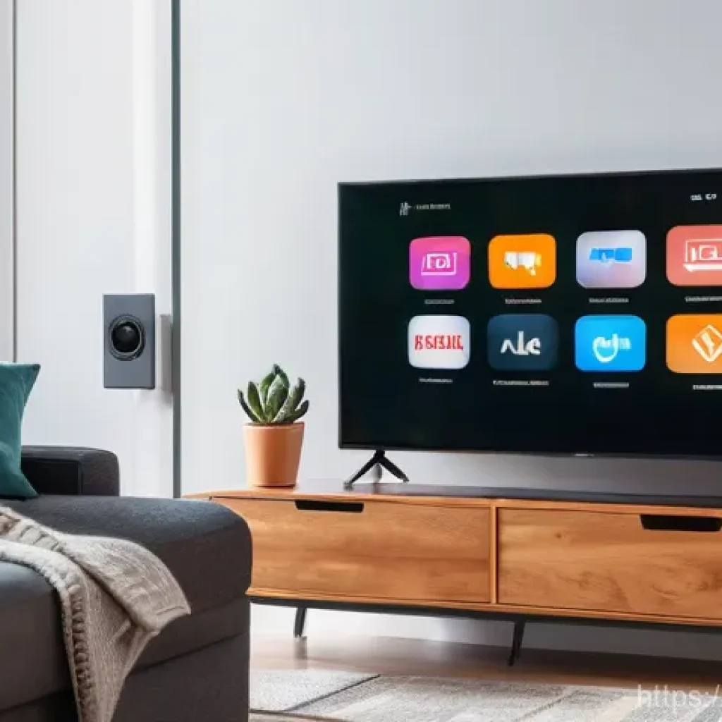 OTT 플랫폼 비즈니스 모델 - **Prompt:** A cozy and modern living room at dusk, bathed in warm, inviting light. A young adult, co...