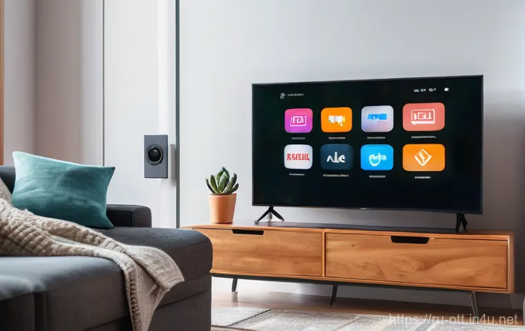 OTT 플랫폼 비즈니스 모델 - **Prompt:** A cozy and modern living room at dusk, bathed in warm, inviting light. A young adult, co...