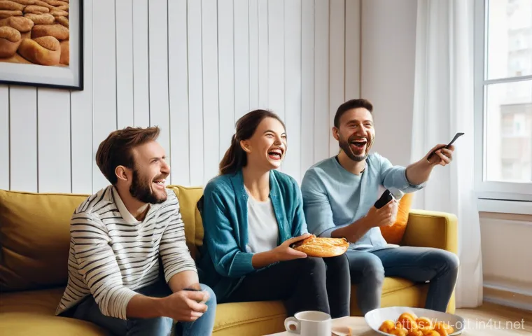 OTT 시청 콘텐츠 카테고리 - **Prompt for a Russian Comedy Scene (Home Relaxation)**
    "A cozy, brightly lit living room in a m...