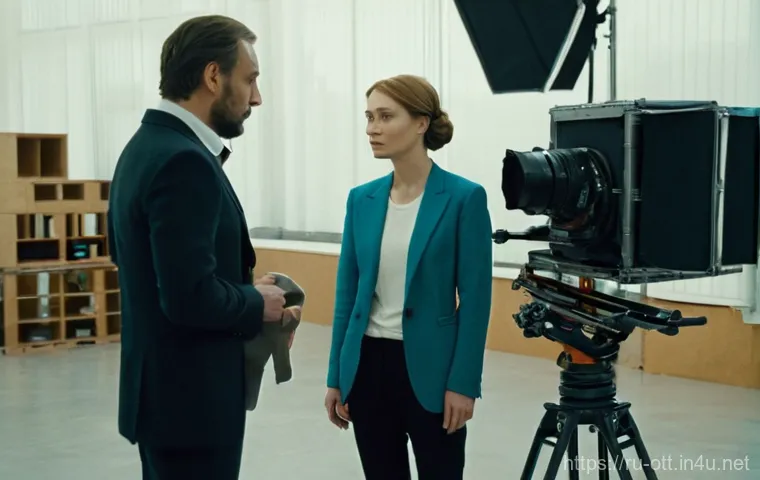 OTT와 글로벌 네트워크 - **Prompt:** A cozy, modern Russian living room bathed in soft, warm light during the evening. A dive...