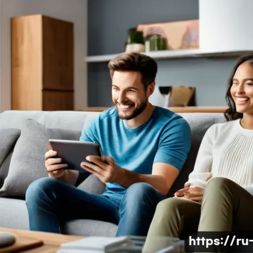 Home 31 OTT 플랫폼 광고 수익 - **Prompt 1: The Seamless Streaming Experience**
A modern living room scene, brightly lit with na...