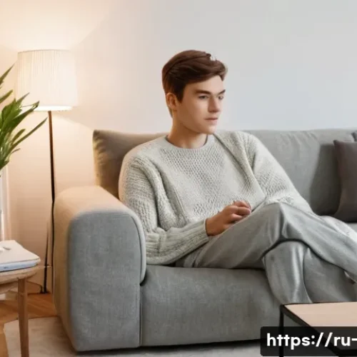 Home 15 OTT와 단편 콘텐츠 제공 - **Prompt:** "A cozy, modern living room in a stylish Russian apartment, bathed in soft, warm evening...